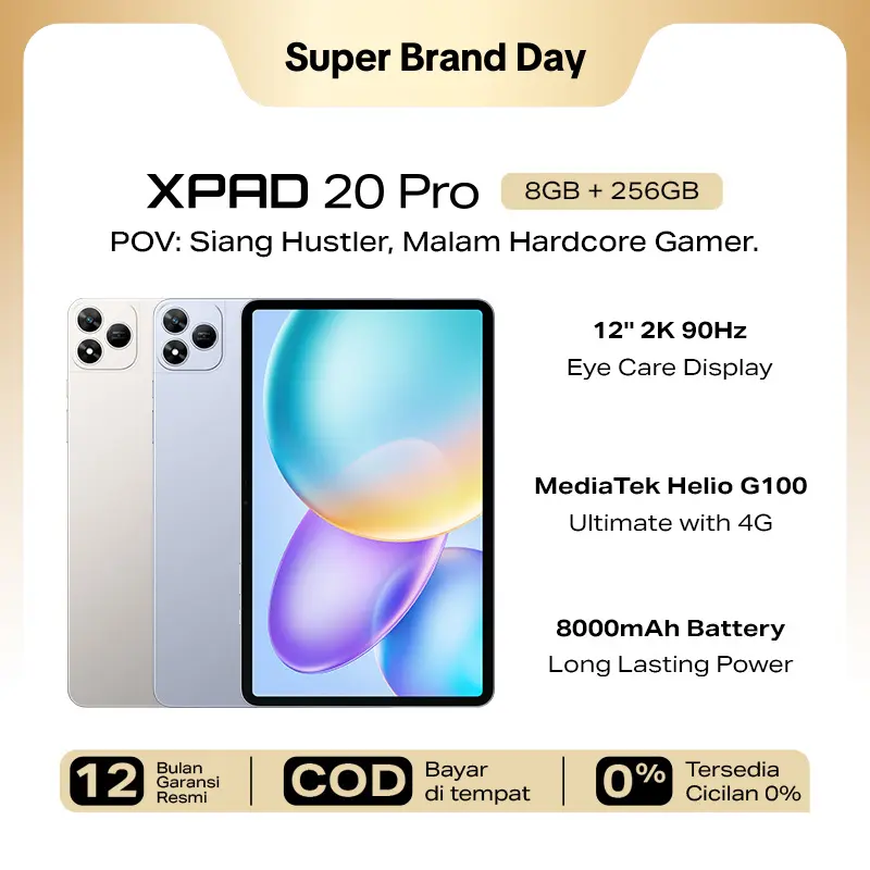 Infinix XPAD 20 Pro 8/256GB - Mediatek G100 Ultimate - 12" 2K 90Hz  - 8000 mAh - 4G LTE