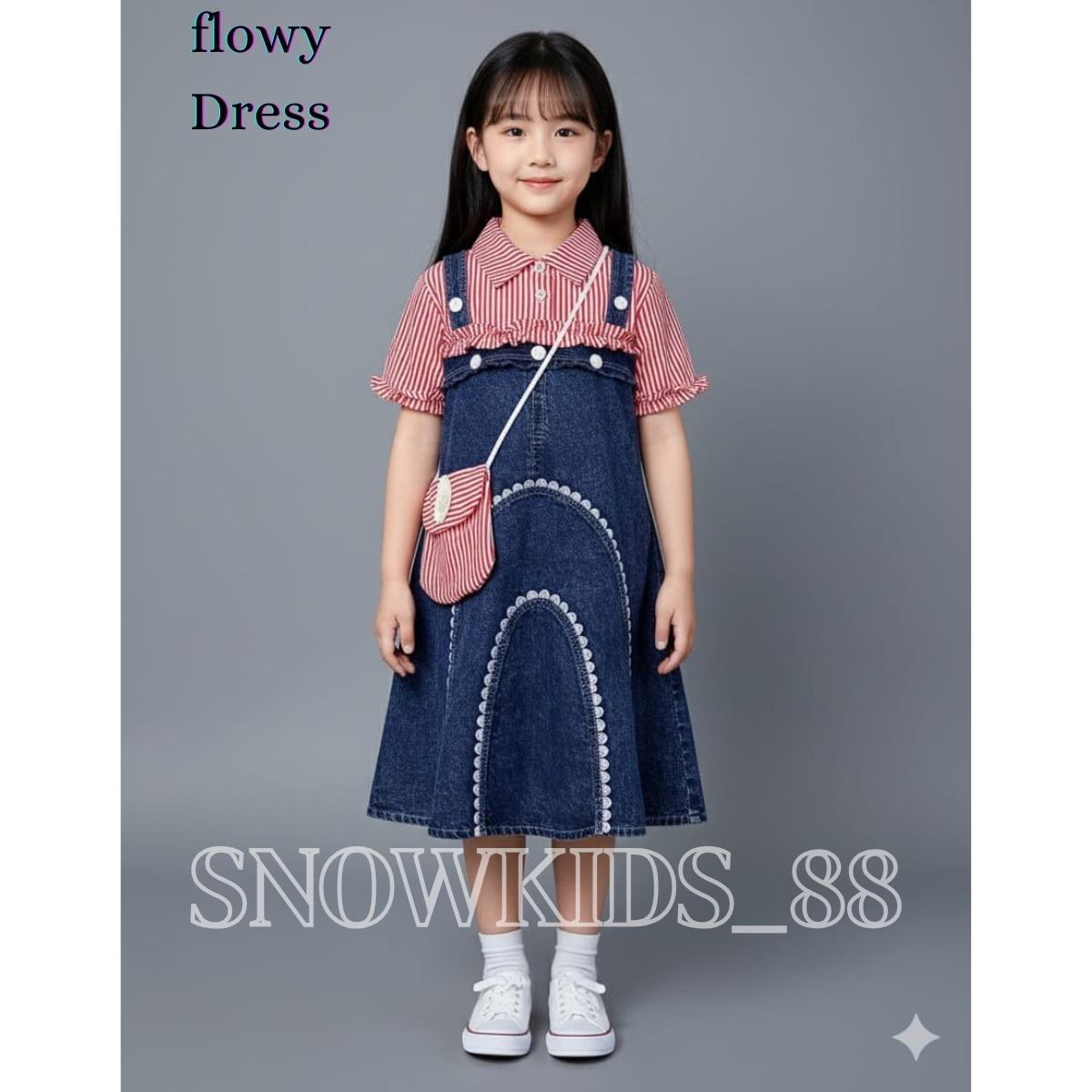 SNOWKIDS_88 - Dress Jeans Anak Flowy Bahan Jeans Mix Katun Salur Udah Free Tas Usia 3-10 Tahun Dress Katun Kancing Anak Perempuan Fashion SNOWKIDS_88 - Dress Jeans Anak Flowy Bahan Jeans Mix Katun Salur Udah Free Tas Usia 3-10 Tahun Dress Katun Kancing Anak Perempuan Fashion