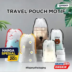[ 10 PCS ] Travel Pouch Serut Motif | Organizer Serbaguna Tas Serut Karakter Kosmetik | Travel Pouch | Tas Travel Organizer Bag Kosmetik