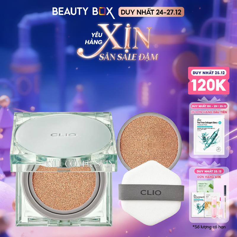 Phấn Nước Clio Kiềm Dầu Lâu Trôi Kill Cover Skin Fixer Cushion 15gx2 Trang Điểm Cosmetic