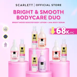 SCARLETT Bundle Intense Brightening AHA Body Serum + Fragrance Brightening Body Lotion Bright Mood Booster 5% AHA BHA PHA +4 Essential Oils 3x Brightening Power | Intense Mencerahkan Kulit Meratakan Warna Kulit Menenangkan Wangi Tahan Seharian