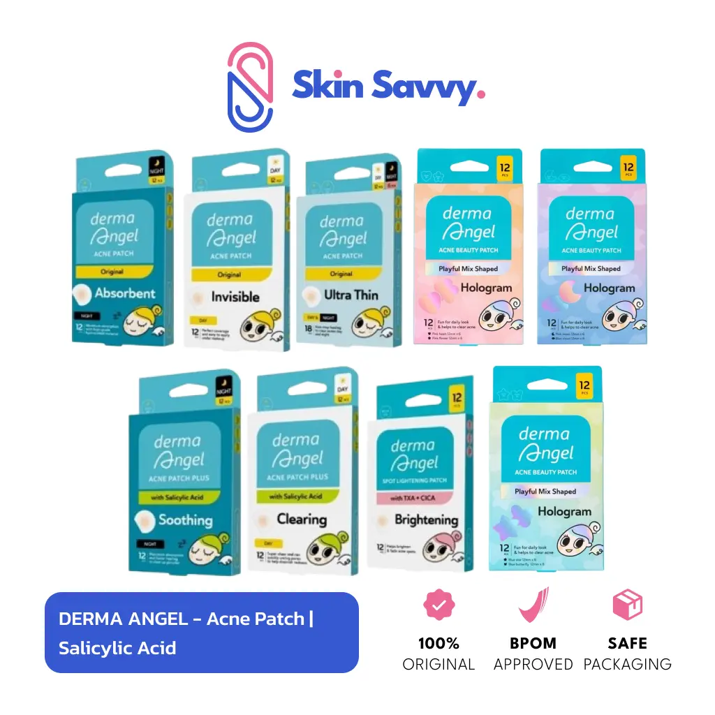 DERMA ANGEL Acne Patch - Sticker Jerawat 6pcs /12pcs Day / Night / Mix / Salicylic Acid / Hologram | Beauty Patch Tempelan Penutup Jerawat