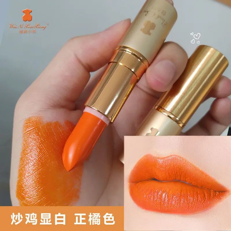 Orange Lipstick White Age-Reducing Orange Cream Orange Matte Finish Lipstick Long-Lasting Moisturizing Not Easy to Take Off