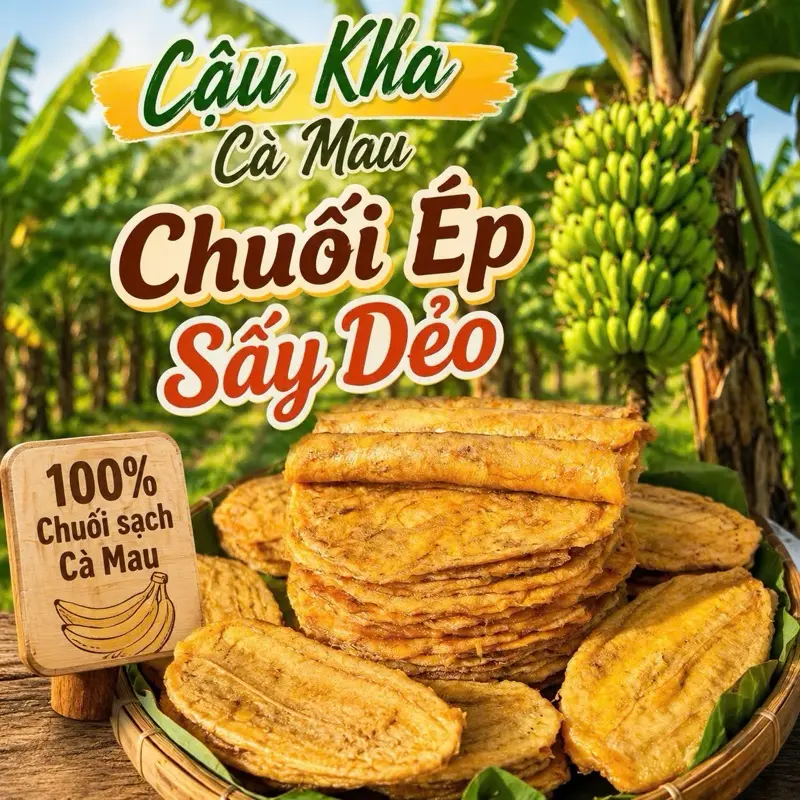 Chuối Ép sấy dẻo ( sấy bằng điện ,có giấy phép VSATTP) ĐẶC SẢN CÀ MAU Snack Food Ăn Vặt Thức ăn