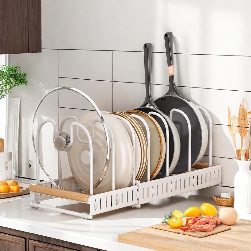 Dụng Cụ Sắp Xếp Nhà Bếp, iSpecle, Có Thể Mở Rộng, Giá Để Nồi Và Giá Đỡ Nắp Có Thể Điều Chỉnh, Để Đựng Đồ Hợp Lý