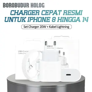 Borobudur Holog -Isi Daya 50% dalam 30 Menit! Charger iPhone PD 20W MFi - Untuk iPhone 11/12/13/14, Type C ke Lightning