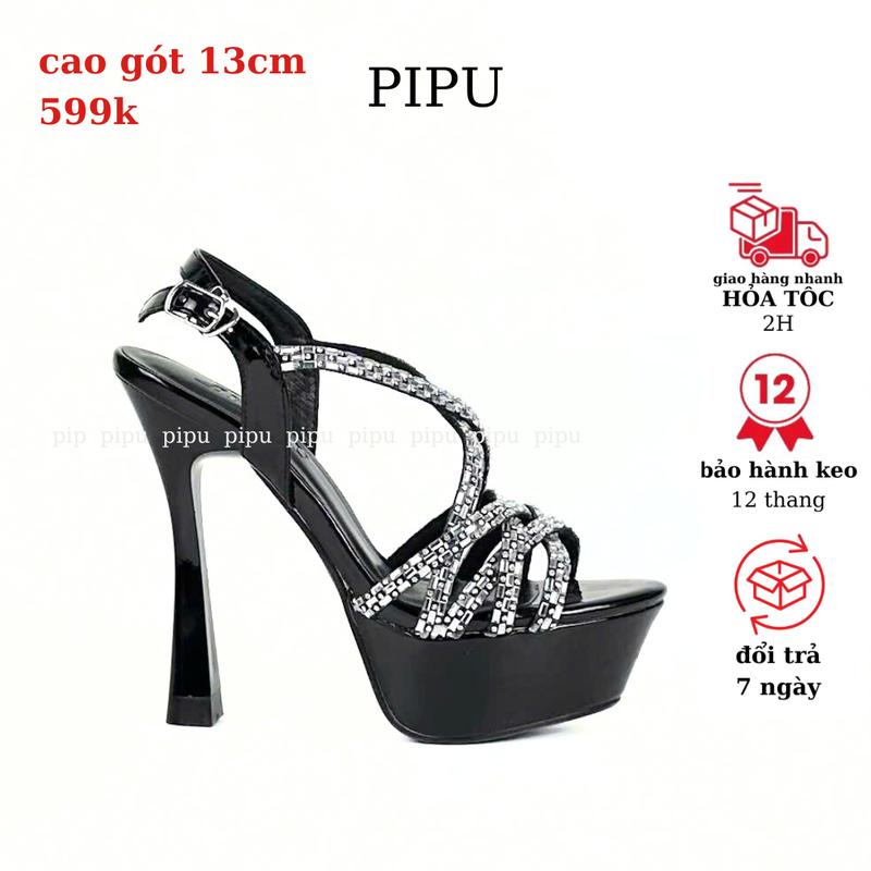 giày cao gót 13cm ,giày dép nữ, giày cao gót đế đúp sandals thời trang,catwalk DéP Shoes Jean Len Đế Bằng 1