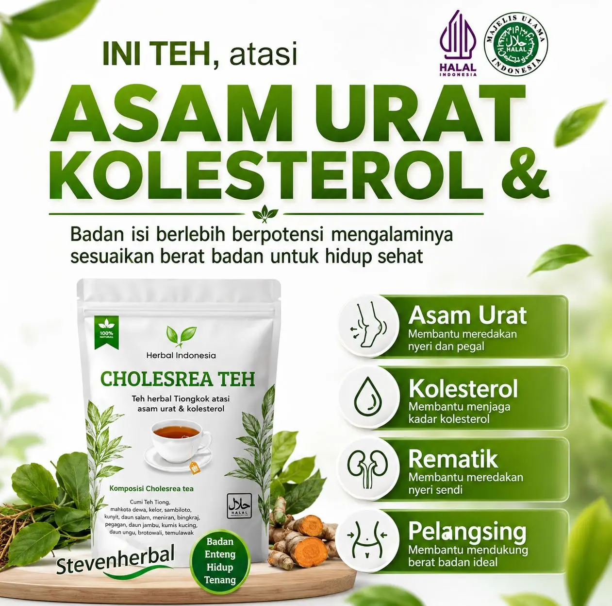 Teh herbal Tiongkok kolesterol & asam urat herbal alami