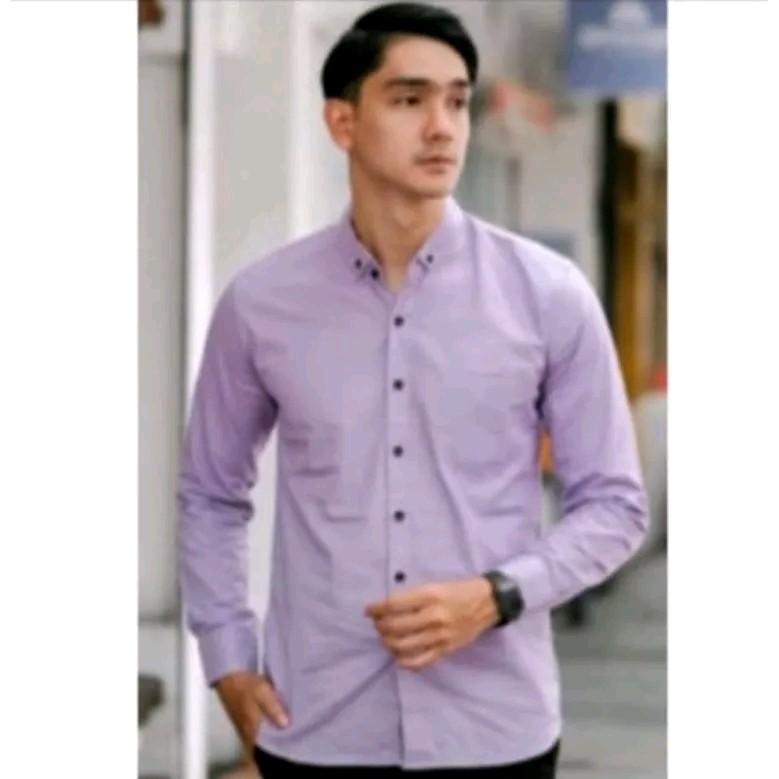KEMEJA POLOS AYAH DAN ANAK PREMIUM 3-14 TAHUN WARNA UNGU LAVENDER W Baju 4