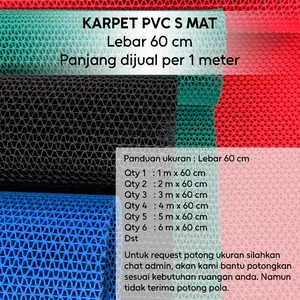 Karpet PVC Kamar Mandi 100cm x 60cm S MAT Keset Anti Slip ALL COLOUR ( lebar 60cm )