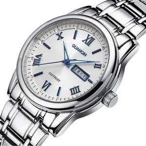 GUANQIN Men's Watch Business Dress Analog Quartz Stainless Steel Waterproof Luminous Date Luxury Casual Wristwatch for Men