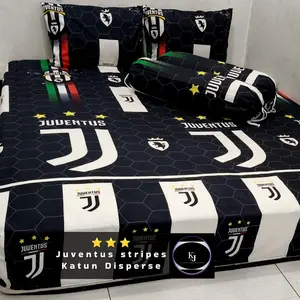 READY Sprei SET JUVENTUS STRIPS-kain Lembut Adem Size 120x200 160x200 180x200 200x200-T20cm set sarban sargul