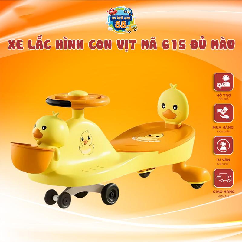 XẢ HÀNG Xe lắc hình CON VỊT mã 615 đủ màu cho bé chòi chân người lớn khong banh dap gai bóp kèn