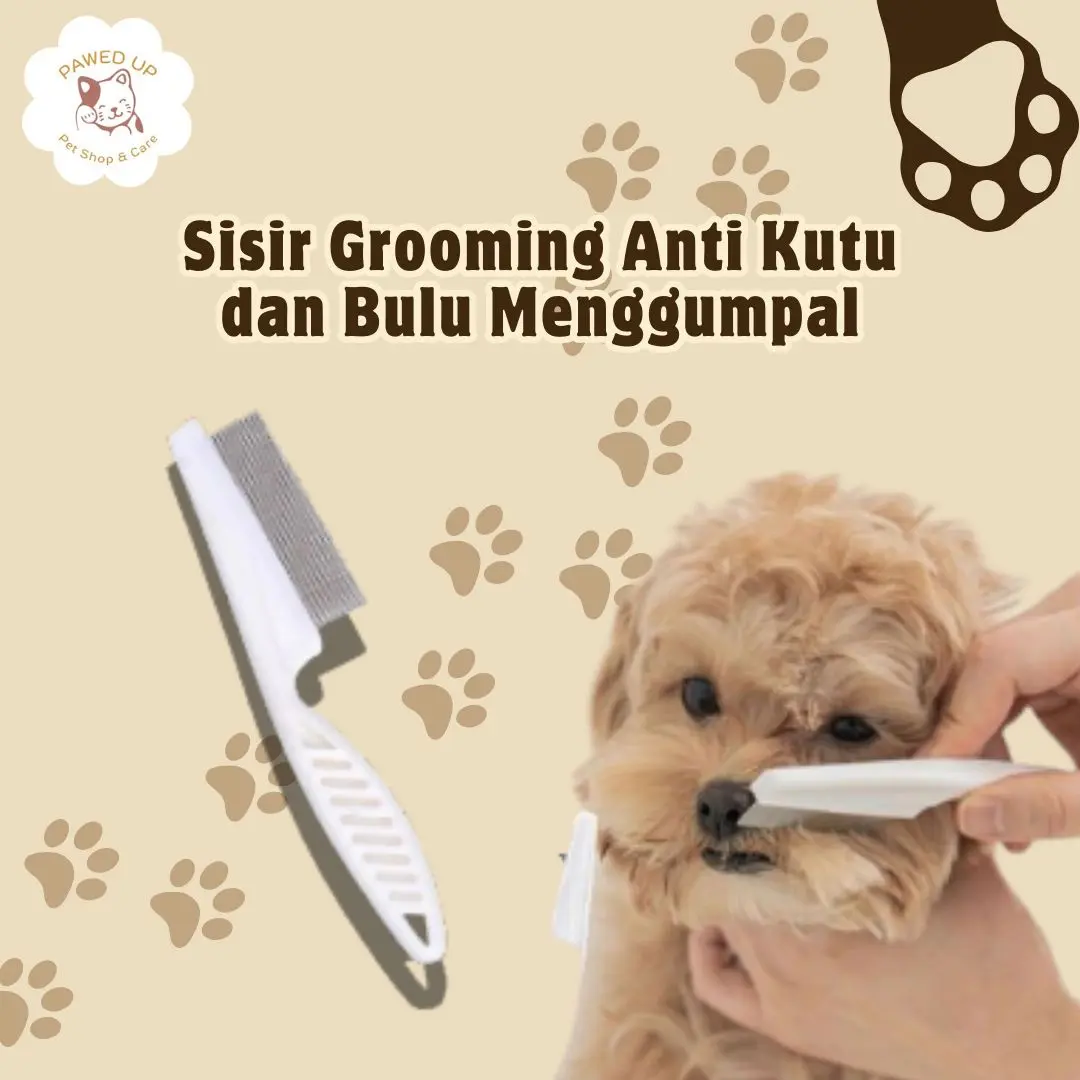 PAWED UP Sisir Kutu Kucing Anjing Pet Panjang Jarum Halus Membersihkan Gumpalan Rambut Anabul