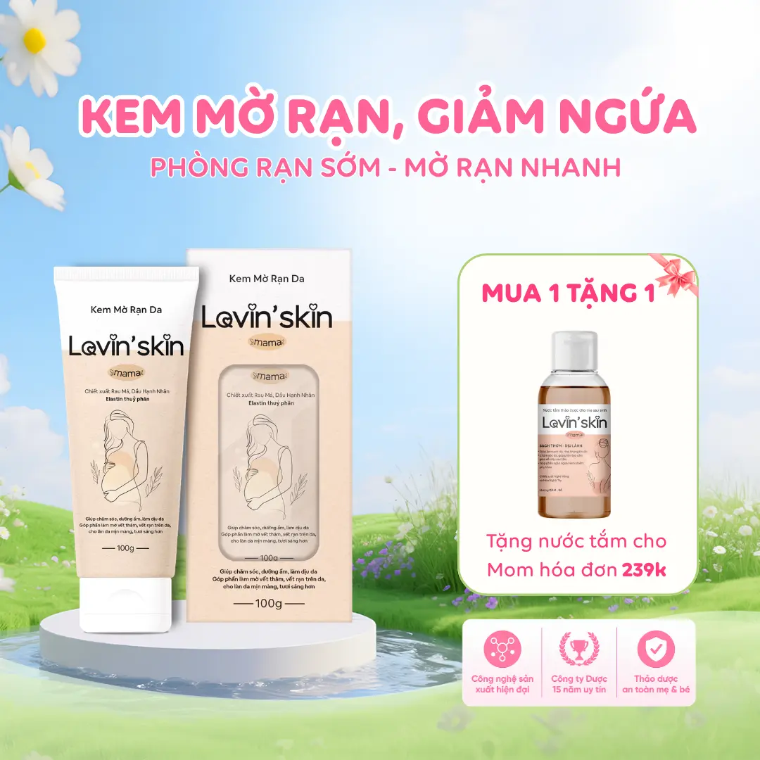 Kem Rạn Da Cho Mẹ Bầu LOVIN'SKIN Mama Giúp Hỗ Trợ Cải Thiện Rạn Da, Thâm Da, Dịu Ngứa, Dưỡng Ẩm