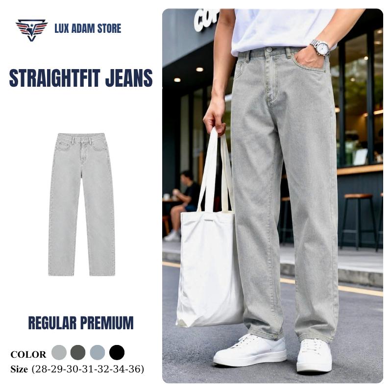 Quần jean nam ống suông đứng chất denim cao cấp phom straight thoải mái dễ mặc phối thời trang che khuyết điểm tốt