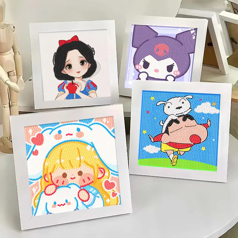 【Rain】Cute Cartoon Handmade Dot Painting Puzzle Cartoon Crystal Painting Framed Painting Diamond Painting Decor