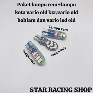 Paket Lampu Rem + Lampu Kota Vario Old LED Vario KZR Bohlam dan Vario 110 Karbu Warna RGB 2 Mode Soket T10 ( 3 biji Khusus Vario 2 Lampu Rem + 1 Lampu Kota ) Motor Motorcycle