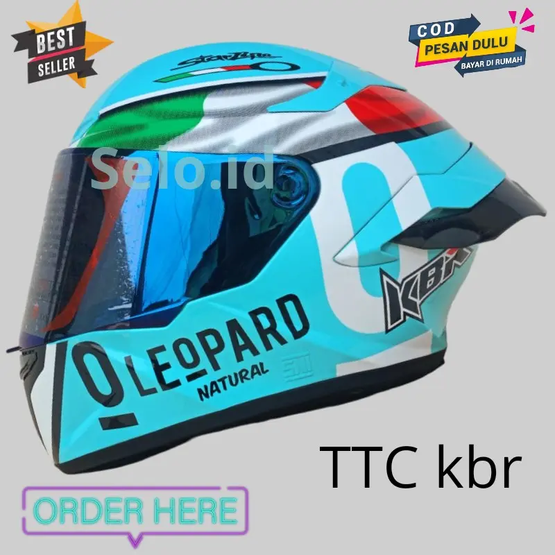 Helm TT COURSE  leopard full face paket ganteng spoiler ttc BISA COD 0
