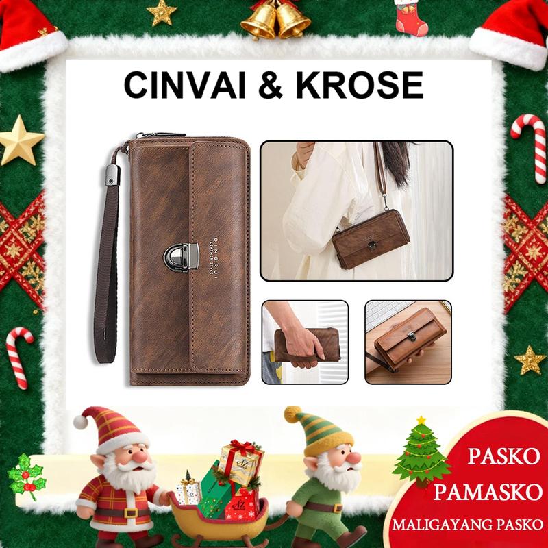 SHABILI Ví Nữ Ví Đeo Vai túi Messenger Ví Cầm Tay Ví Dài Túi Đựng Điện Thoại Di Động Sức Chứa Lớn Nhiều Khe Cắm Thẻ Túi Có Khóa Kéo Thư Mục Thẻ Căn Cước Ví Da PU Đa Năng Tiện Lợi Phong Cách Hình Chữ Nhật