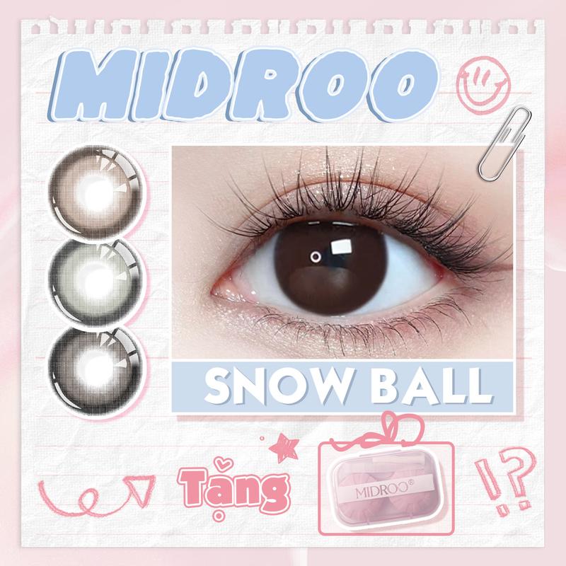 Kính áp tròng Labonita Snow Ball Lens mắt Màu nâu xám Đen lens cận DIA 14.5mm 12 tháng có độ 0-6 1 cặp