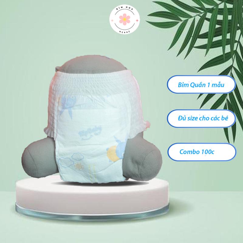 Bỉm HIPGIG A 100 miếng quần from xuông Kèm Quà Tặng Mini ( Hàng Mỏng ) Kem Cho Bé