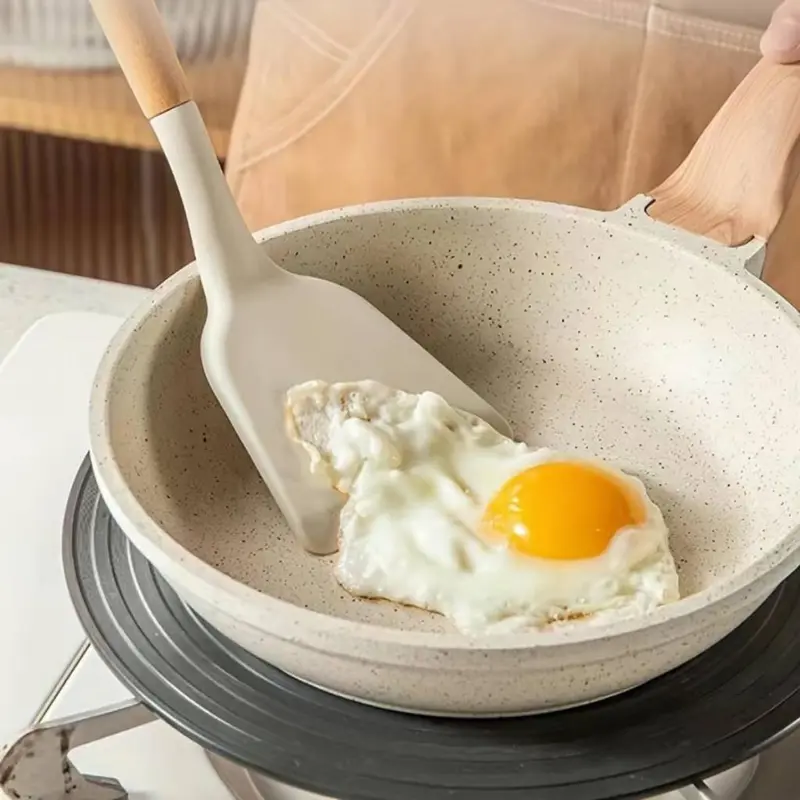 HIGH SELECT Set Peralatan Dapur Silikon Putih Alat Masak Peralatan Dapur Anti Lengket Kayu Kitchenware spatula 8