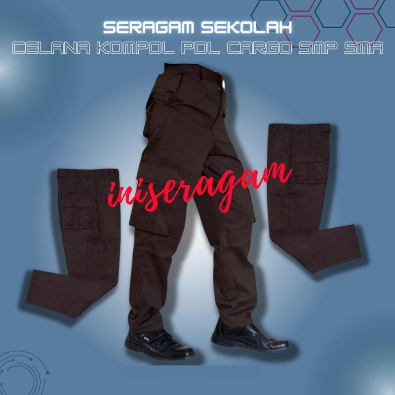 Celana PDL SMP SMA SMK Cargo Kompol Kempol Kantong Banyak Penggalang Pramuka SMP SMA Laki Laki Perempuan Wanita Cewek Panjang 0