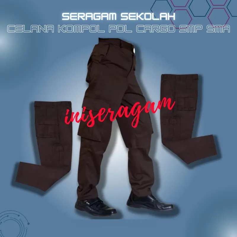Celana PDL SMP SMA SMK Cargo Kompol Kempol Kantong Banyak Penggalang Pramuka SMP SMA Laki Laki Perempuan Wanita Cewek Panjang 0