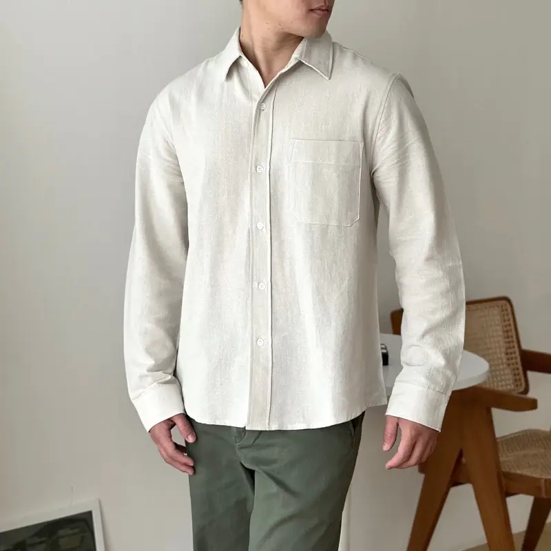 kemeja pria. kemeja linen lengan panjang kemeja linen premium kemeja pria linen kemeja pria lengan panjang 7