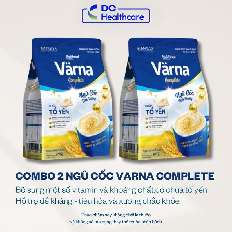 ÍT NGỌT COMBO 2 NGŨ CỐC DINH DƯỠNG TPBS Túi 500g Nutifood Varna Life (Xanh biển) Ngũ cốc dinh dưỡng hỗ trợ tăng đề kháng, chắc khỏe xương Bổ sung thêm Tổ yến (20 gói x 25g)