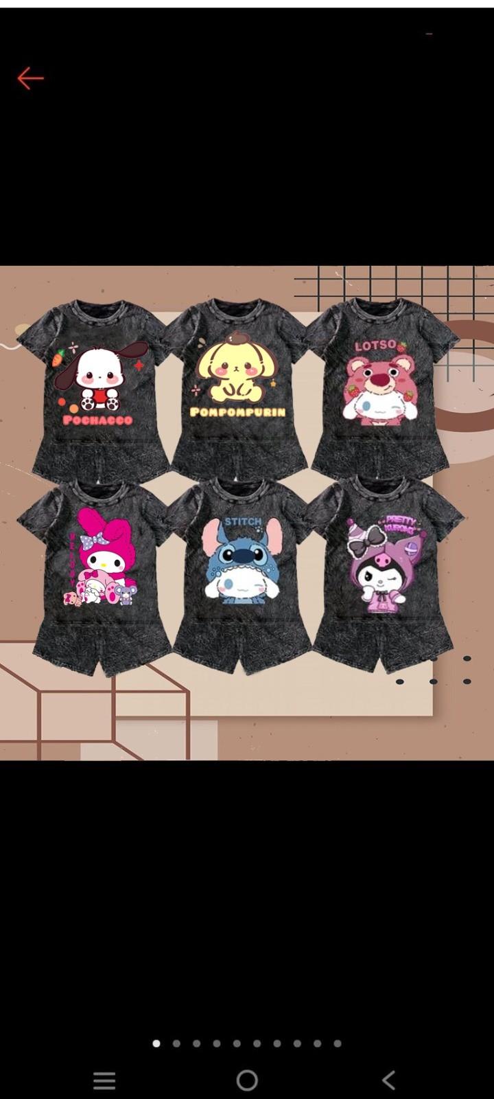 Baju setelan anak perempuan SANRIO KUROMI MELODY LOTSO POMPOMPURIN POCHACCO CINNAMOROLL SWEET LOTSO/pakaian anak usia 4-11 tahun Fashion
