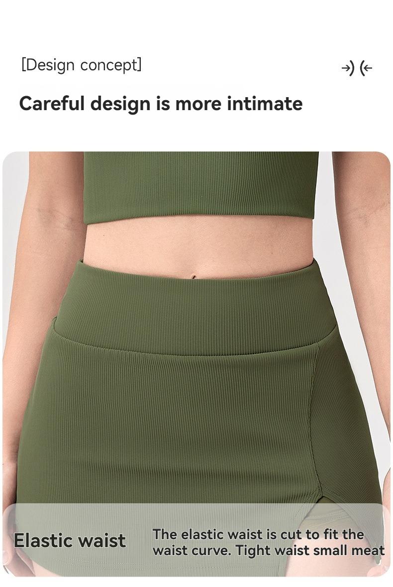 Product Introduction of JUM Tight stretch tennis skirt anti-slip High waisted sports Yoga fitness golf short culottes pocket  tennis miniskirt alix earle 9