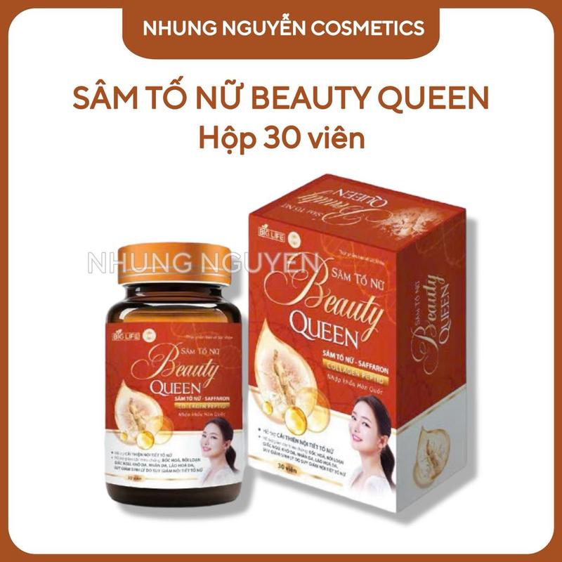   Mẫu Mới  Viên Uống Sâm Tố Nữ Beauty Queen - Hộp 1 lọ 30 Viên - Thực phẩm chăm sóc sắc đẹp 