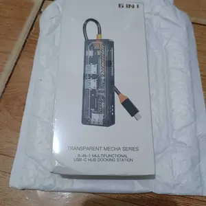 【GOOJODOQ】USB Type C Hub to USB 3.0 HDMI 4K PD 100W Card Reader WiWU Transparan 10-in-1 Adapter Dongle