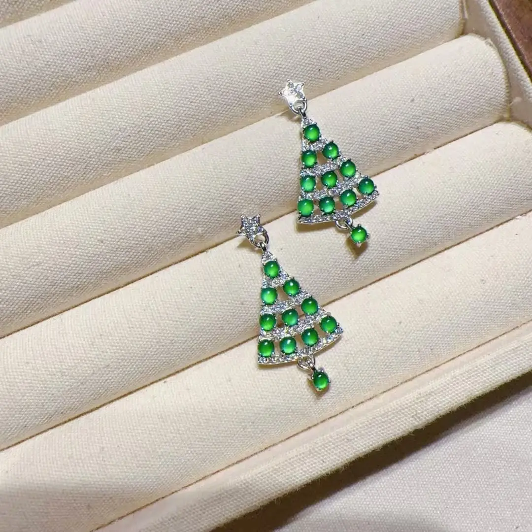 Keywords emerald silver inlaid earrings, sunny, spicy,