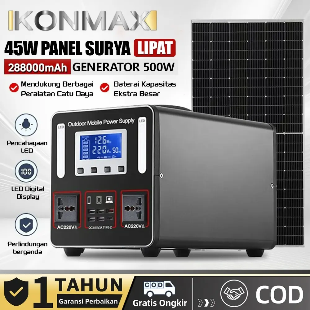 Portabel 500W 288000mAh Station Kapasitas Besar Kapasitas Daya Pengisian Catu Surya Surya Catu Seluler Cepat Mobile