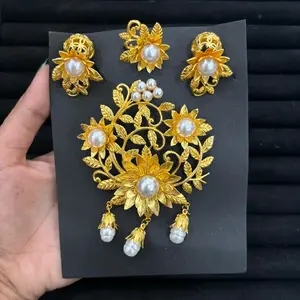 set bros daun mutiara alpaka bali