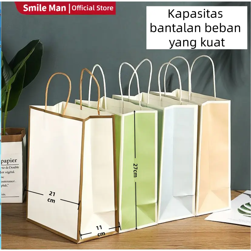 Tas belanja/tas kertas/multiguna 21*11*27cm Multicolor Bahan Tebal Tahan Beban