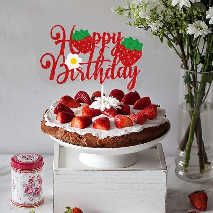 Product Introduction of Strawberry Fruit Theme Birthday Cake Topper Food Grade Baking Accessories Birthday Party Cake Decoration 1