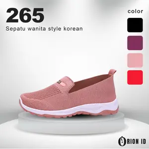 ORION.ID Sepatu Slip On Sneakers Sport Casual Wanita Korean Style Terbaru Trendy- 265 Shoes Karet Merah