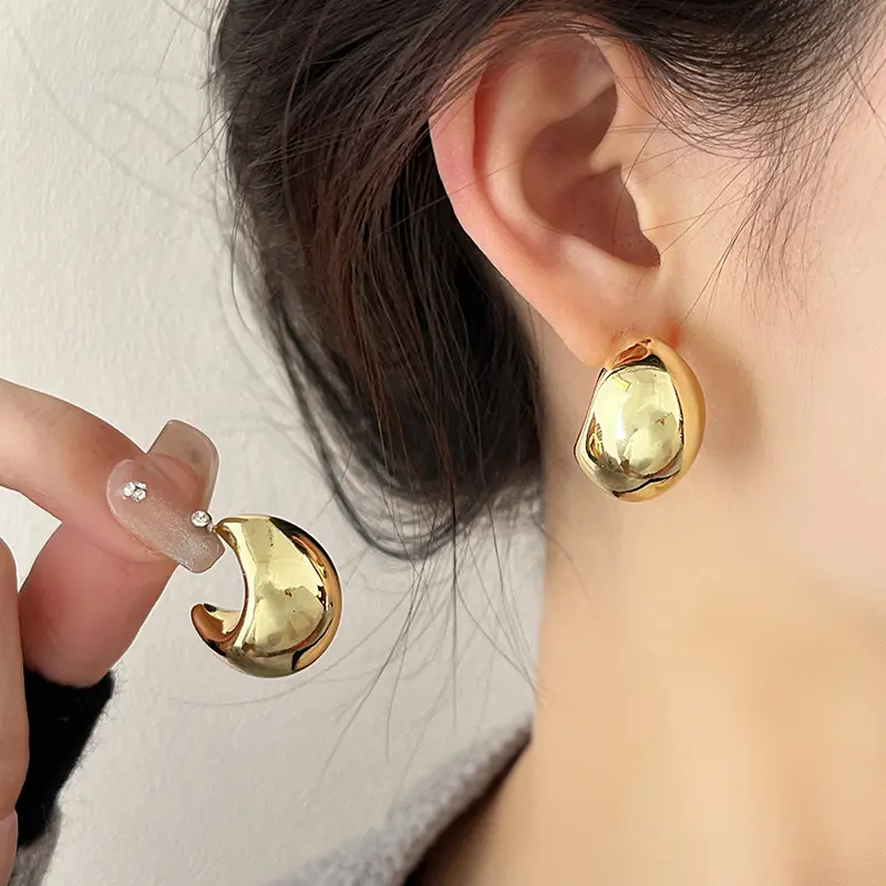 Anting -anting setengah tanium -lingkaran/925 perak 925 wanita emas/wanita sederhana