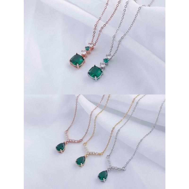 Kalung Titanium Permata Hijau Perhiasan Wanita Jewellery 101/099 0