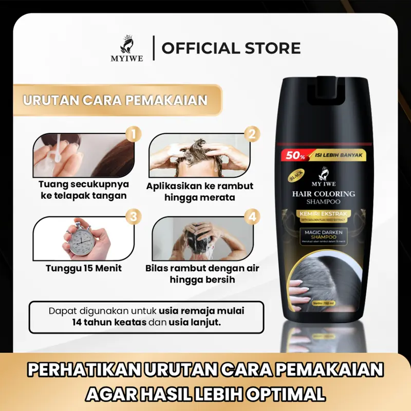 Shampo Penghitam Uban Rambut My Iwe Hair Coloring Black Shampoo Original-Myiwe Shampo Untuk Mewarnai Penghitam Rambut Berkilau Penghilang Uban-Sampo Untuk Rambut Berwarna Dye Pewarna Cat Temporary 2