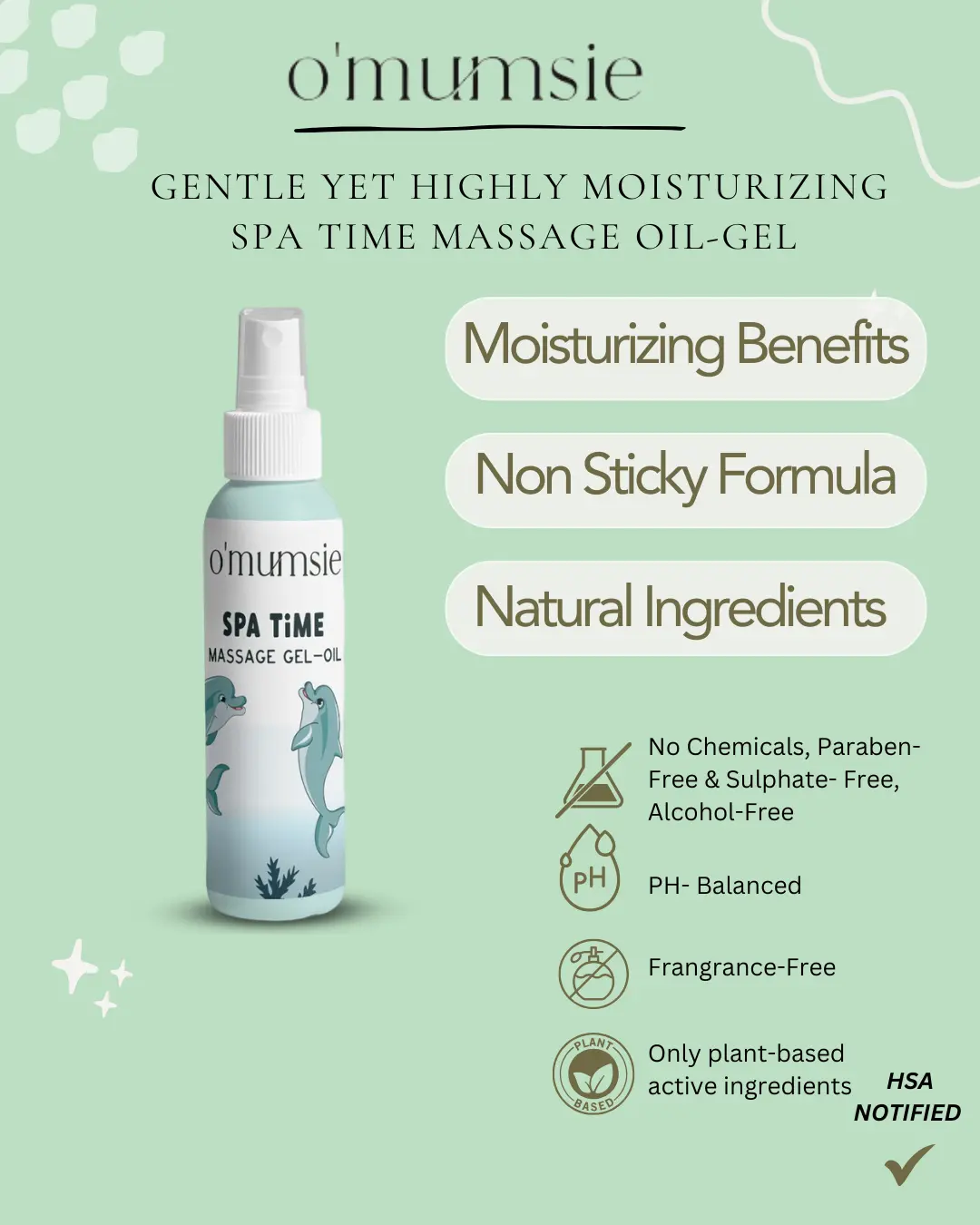 Omumsie Spa Time Baby Massage Oil-Gel, with Organic Sesame, Almond & Jojoba Oil