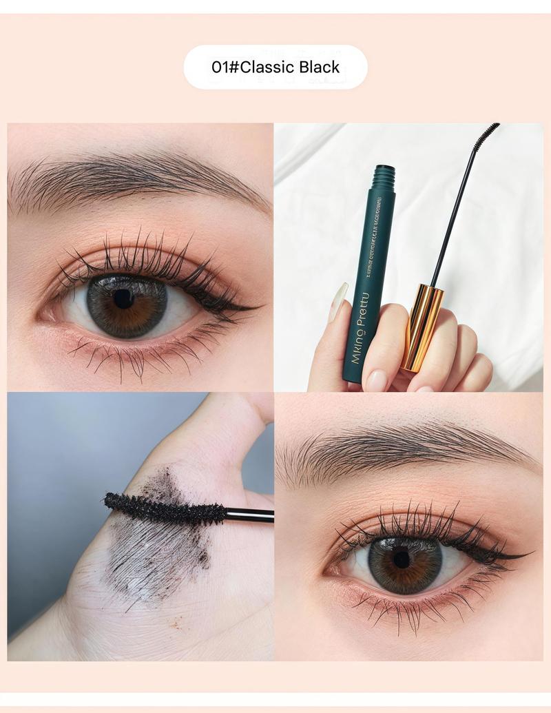 Product Introduction of Curl, slim, long and fixed makeup, small tube mascara, waterproof big eye makeup mascara, four colors available, 3D eye makeup effect 9
