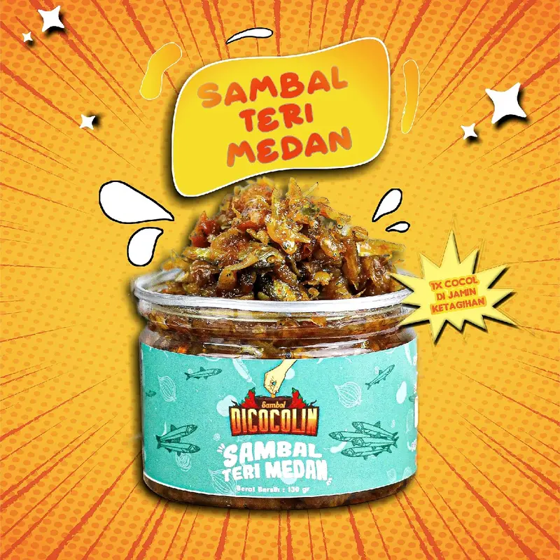 Paket Sambaldicocolin Hemat Combo (130Gram x 5pcs) - Sambal Ayam Suwir, Baby Cumi, Tuna Candu, Teri Medan, Paru Presto - Instan, Asin - Makanan, Manis Food 1