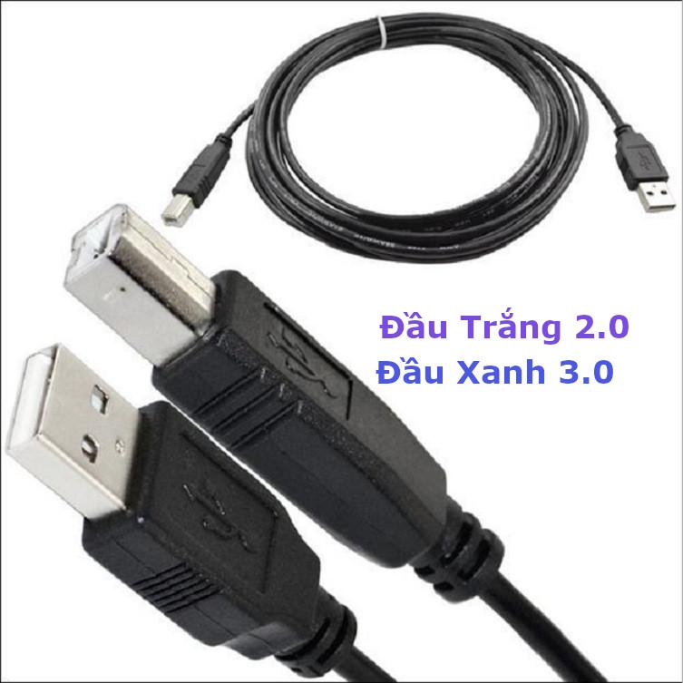 Dây cáp máy in cổng 2.0-Trắng 3.0-Xanh 1M 2M Giá Rẻ Canon HP Brother Epson kết nối máy in với máy tính