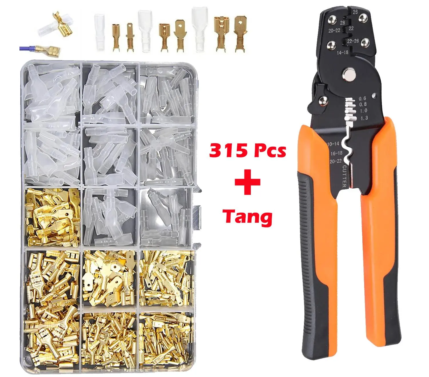 set tang Terminal skun Crimp Connector Spade Kit 315pc 270pc 110pc - connector male / female - skun cewe / cowo gepeng besar / kecil - terminal kabel gepeng socket fuse