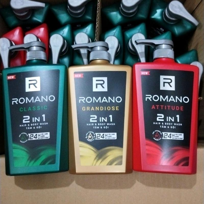 tắm gội nước hoa cho nam romano 650g dưỡng tóc sạch sảng khoái lưu hương thơm sang trọng hiện đại tinh tế